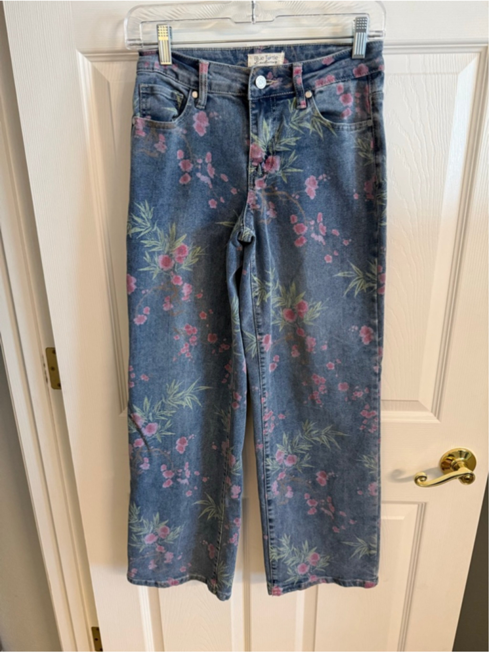 Blue Turtle Exclusive Women's Floral Print Wide Leg Jeans SZ 1 Y2K Cottagecore